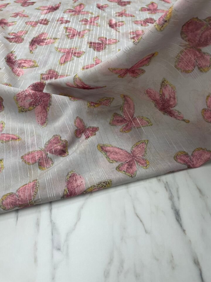 Desenli Simli Şifon Elbise Etek Gömlek Şal