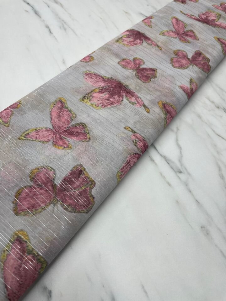 Desenli Simli Şifon Elbise Etek Gömlek Şal