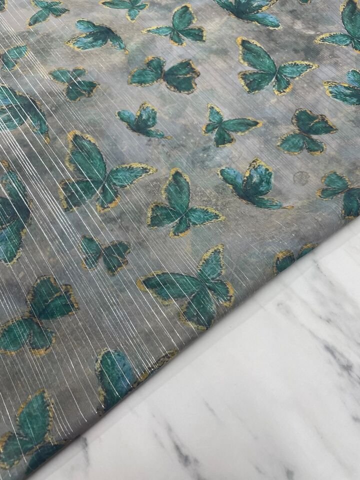 Desenli SimliŞifon Elbise Etek Gömlek Şal