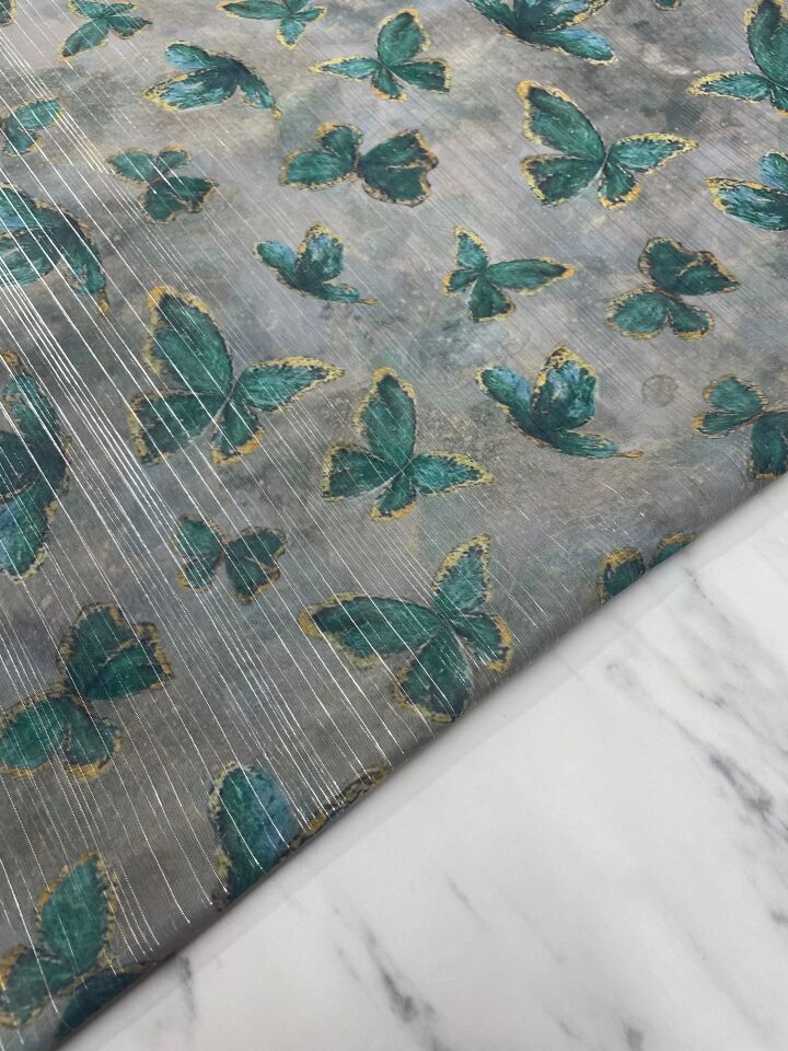 Desenli SimliŞifon Elbise Etek Gömlek Şal