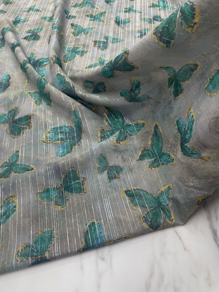 Desenli SimliŞifon Elbise Etek Gömlek Şal