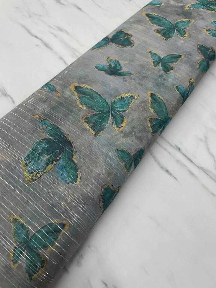 Desenli SimliŞifon Elbise Etek Gömlek Şal