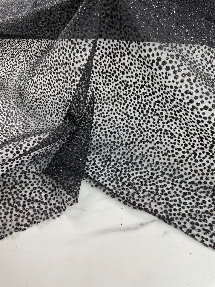 Siyah Elbiselik Simli Kumaş