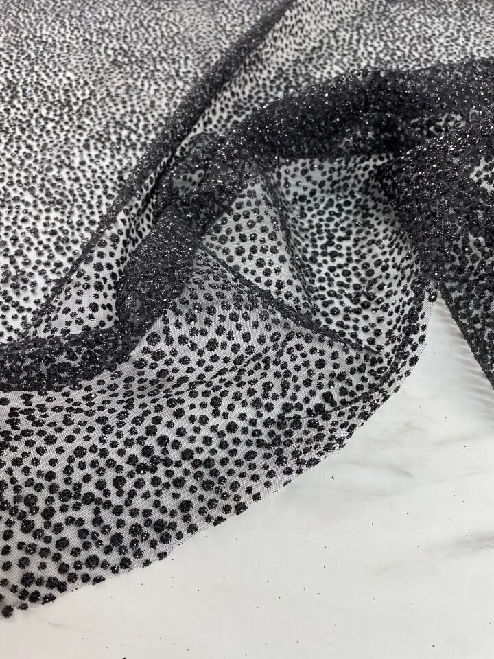 Siyah Elbiselik Simli Kumaş