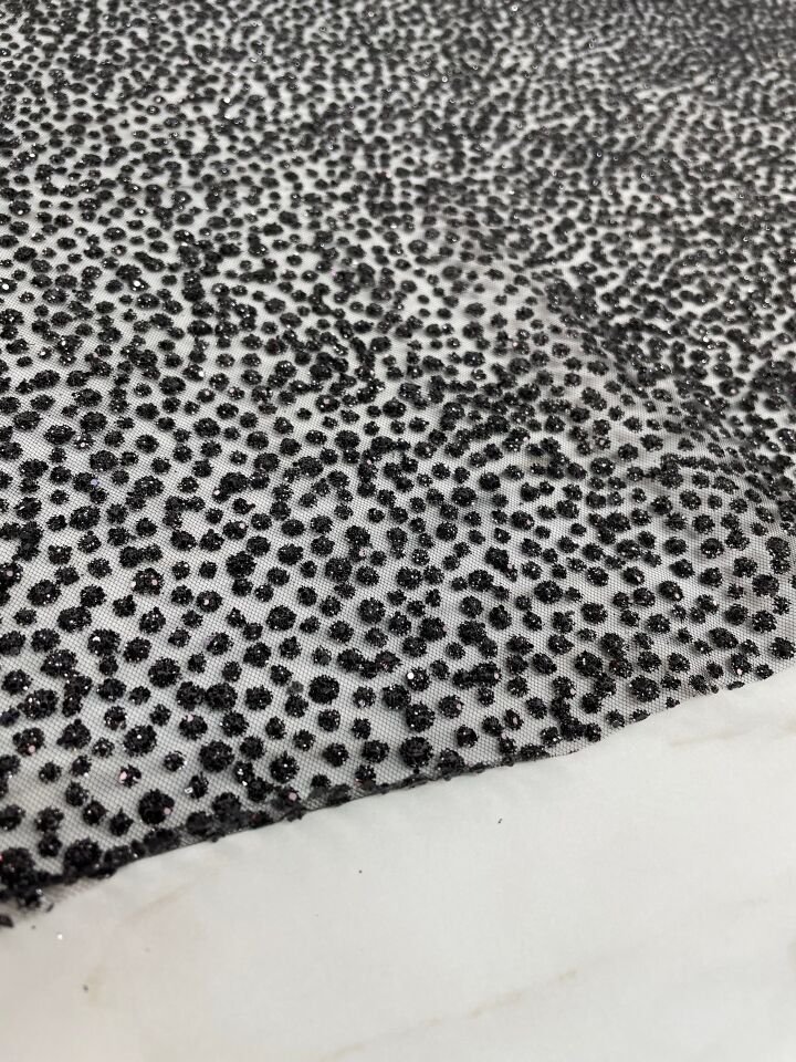 Siyah Elbiselik Simli Kumaş