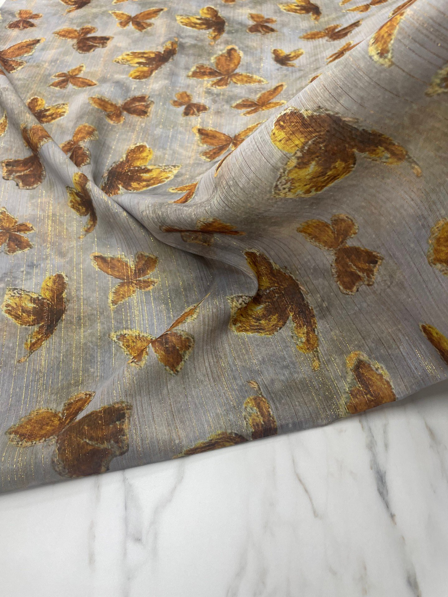 Desenli Simli Şifon Elbise Etek Gömlek Şal