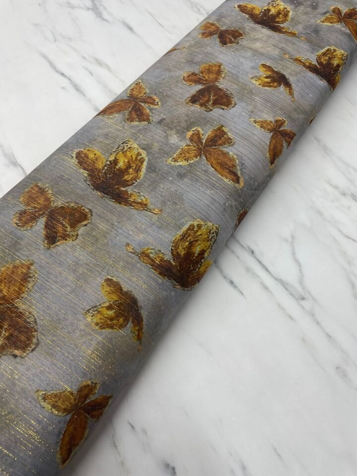 Desenli Simli Şifon Elbise Etek Gömlek Şal