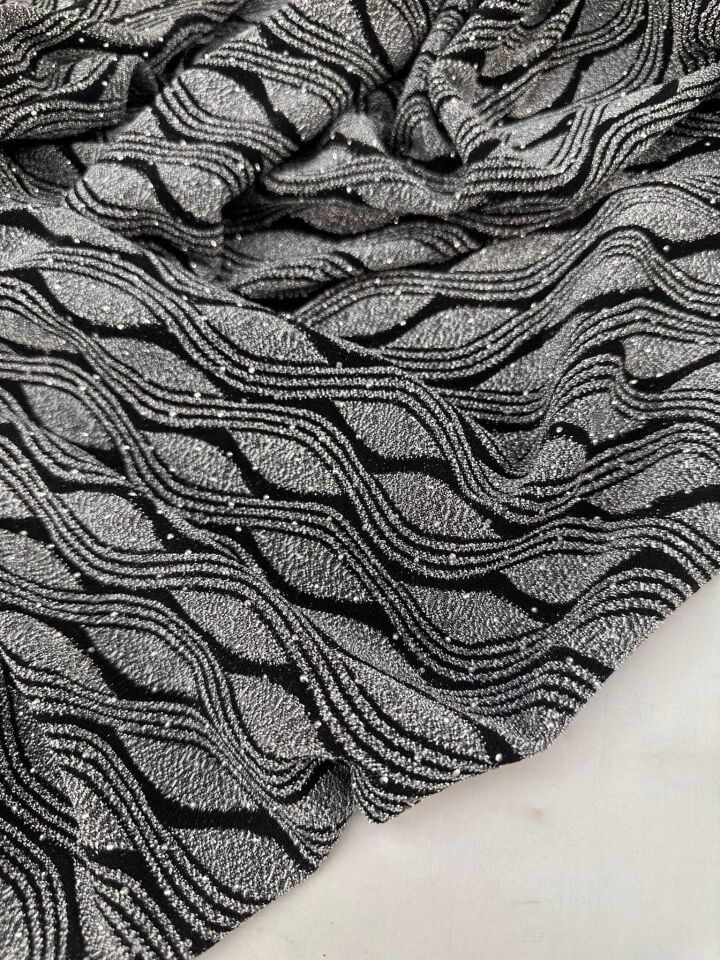 Özel Ürün Fantazi Damla Desen Taş İşleme Likralı Örme Kumaş