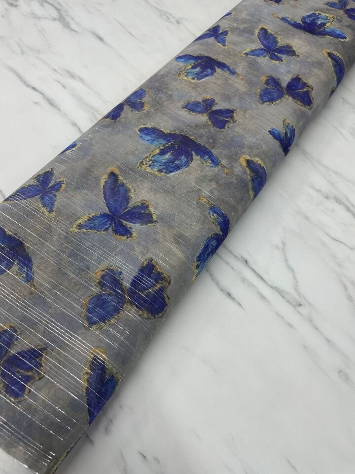 Desenli Simli Şifon Elbise Etek Gömlek Şal