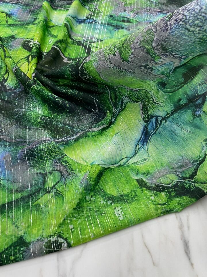 Desenli Simli Şifon Elbise Etek Gömlek Şal