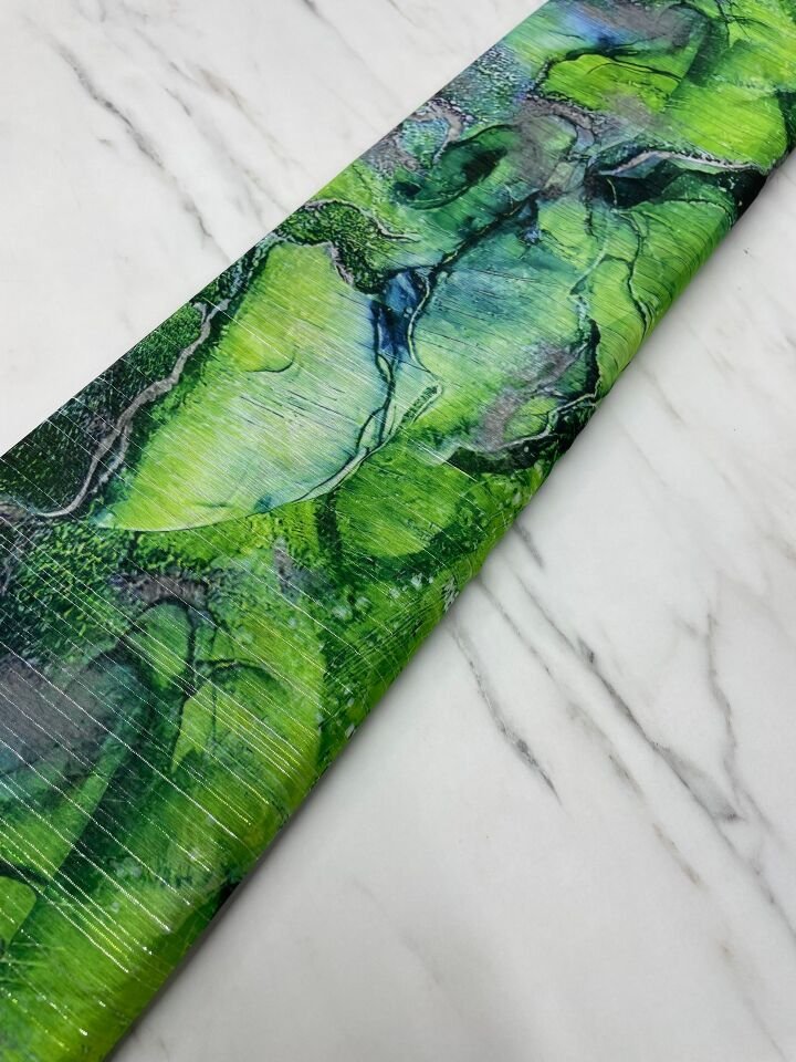 Desenli Simli Şifon Elbise Etek Gömlek Şal