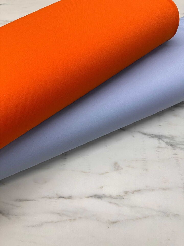 Likralı Turuncu Renk Dabıl Kumaş Yumuşak Dökümlü