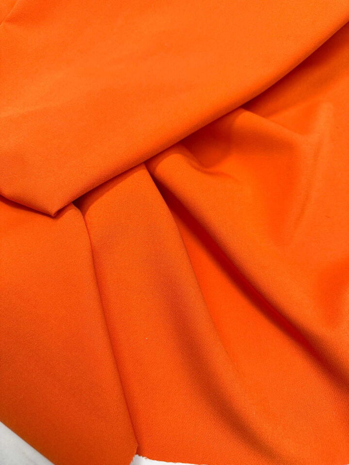 Likralı Turuncu Renk Dabıl Kumaş Yumuşak Dökümlü