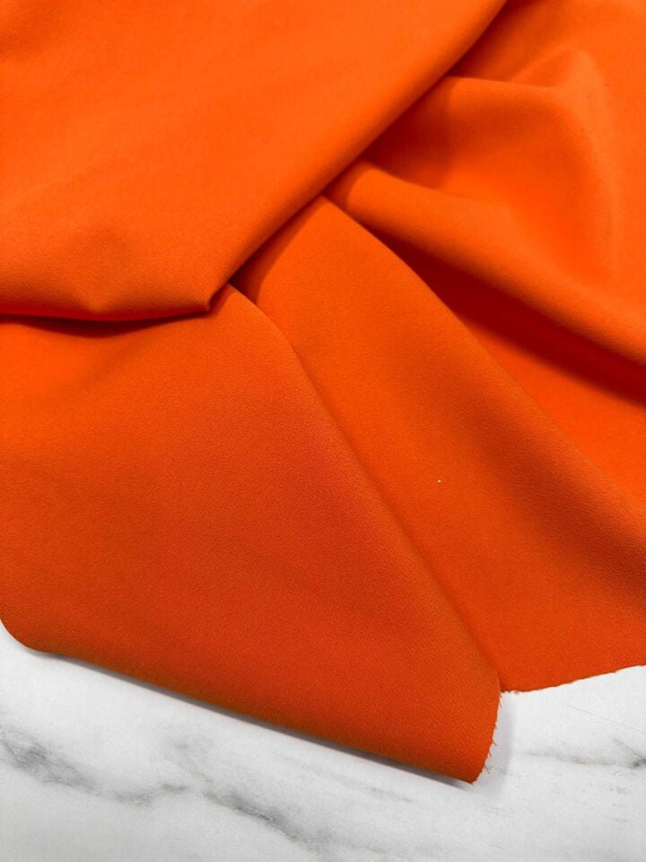 Likralı Turuncu Renk Dabıl Kumaş Yumuşak Dökümlü