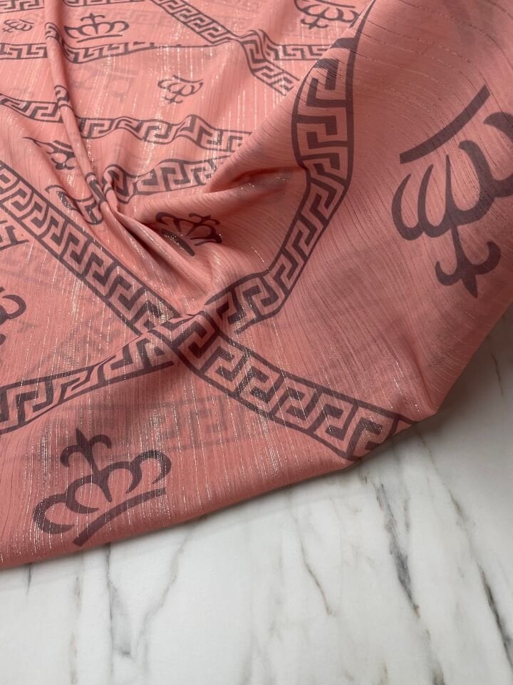 Desenli Simli Şifon Elbise Etek Gömlek Şal