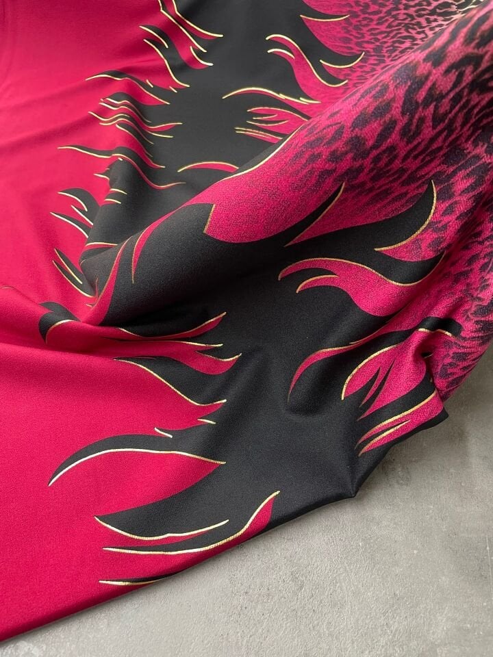 Rivaro Desen Likralı Elbiselik Pantolonluk Dabıl Krep