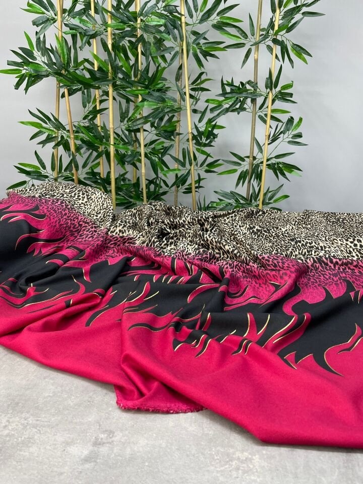 Rivaro Desen Likralı Elbiselik Pantolonluk Dabıl Krep