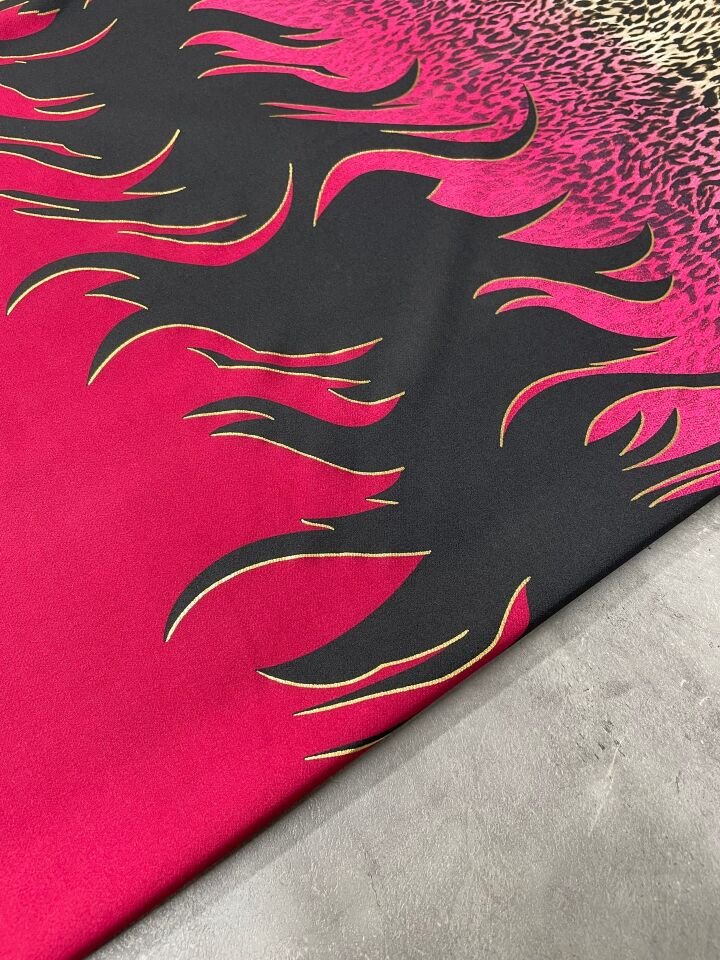 Rivaro Desen Likralı Elbiselik Pantolonluk Dabıl Krep