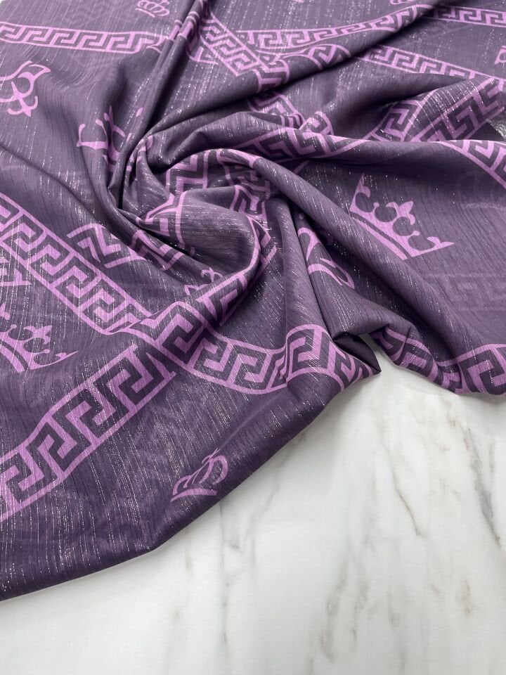 Desenli Simli Şifon Elbise Etek Gömlek Şal