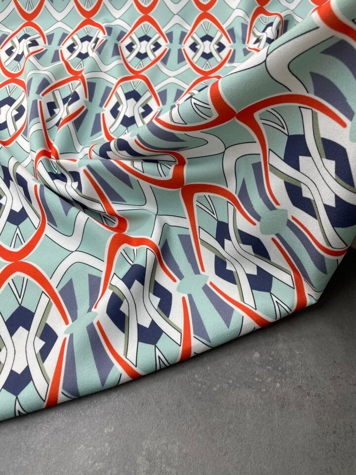 Tiran Desen Likralı Elbiselik Pantolonluk Dabıl Krep