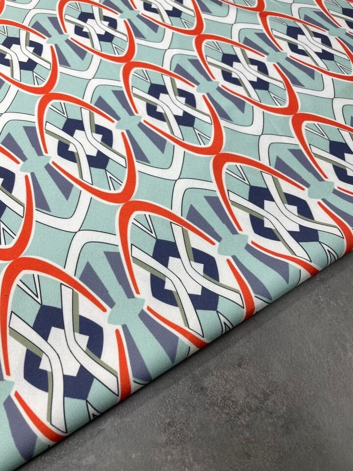 Tiran Desen Likralı Elbiselik Pantolonluk Dabıl Krep