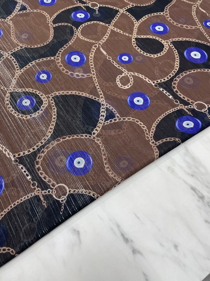 Desenli Simli Şifon Elbise Etek Gömlek Şal