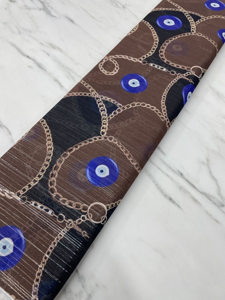 Desenli Simli Şifon Elbise Etek Gömlek Şal