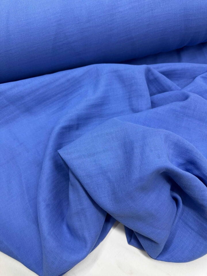 Mavi Renk Cift Katlı Muslim Kumaş Yumuşak Dökümlü Akıcı