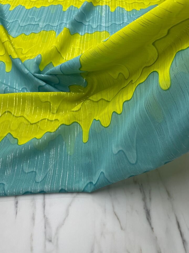 Desenli Simli Şifon Elbise Etek Gömlek Şal