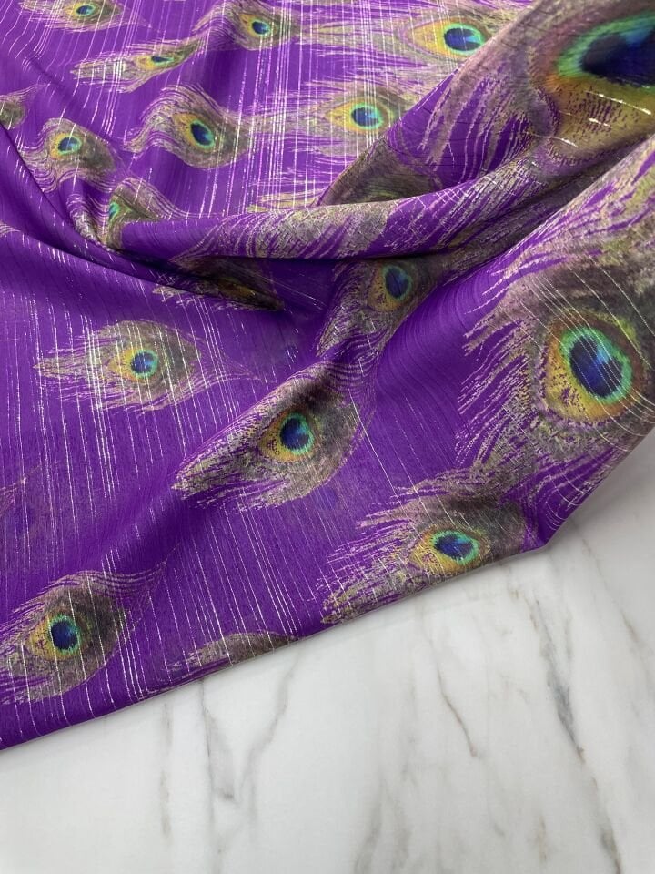 Desenli Simli Şifon Elbise Etek Gömlek Şal