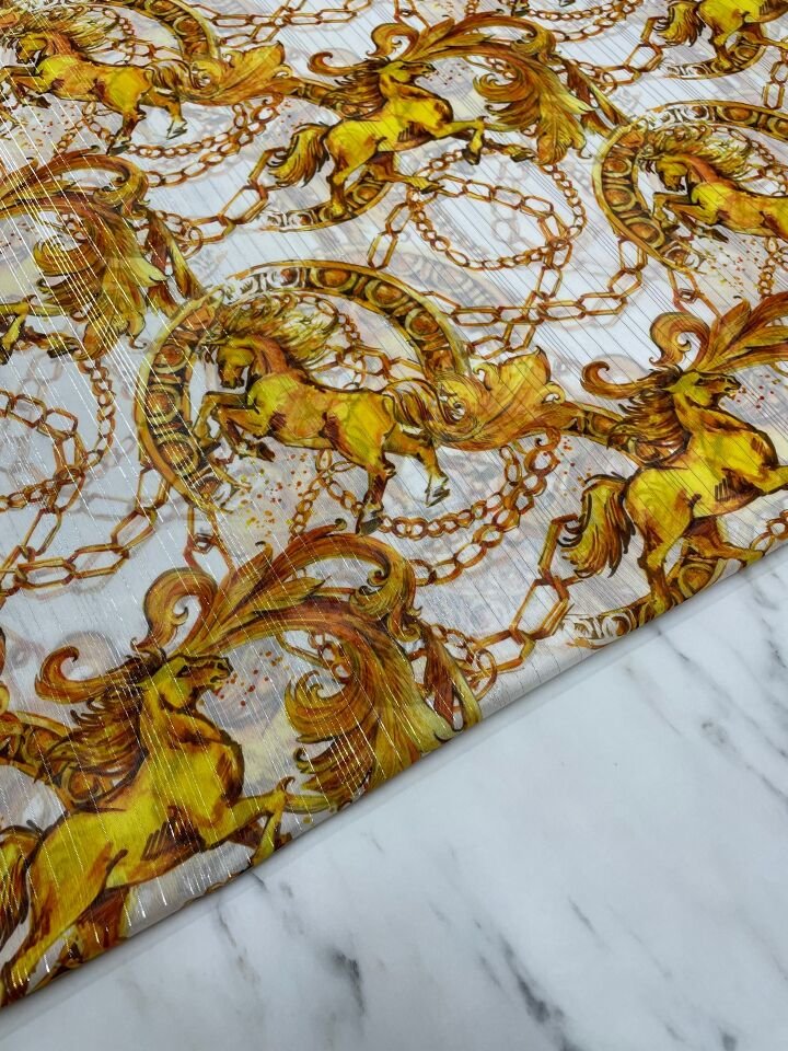 Desenli Simli Şifon Elbise Etek Gömlek Şal