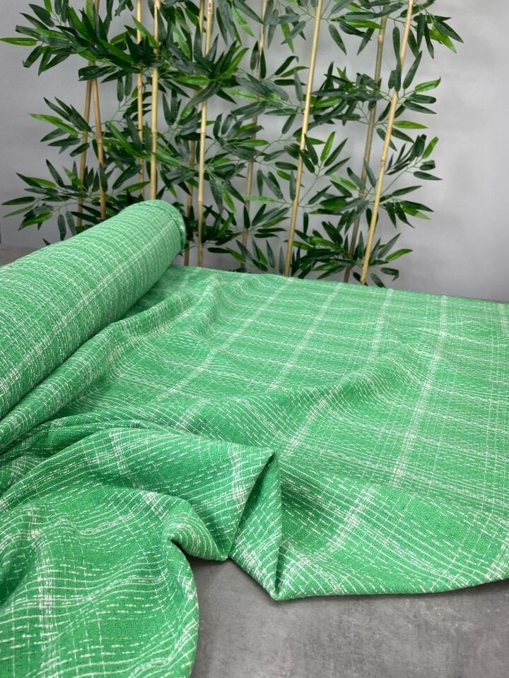 Yeşil Şanel Elbiselik Kumaş