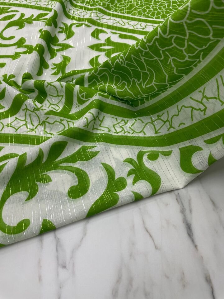 Desenli Simli Şifon Elbise Etek Gömlek Şal