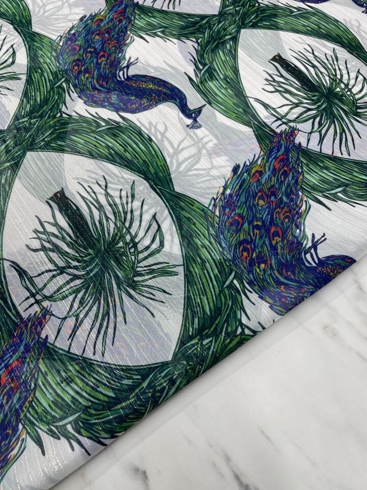 Desenli Simli Şifon Elbise Etek Gömlek Şal