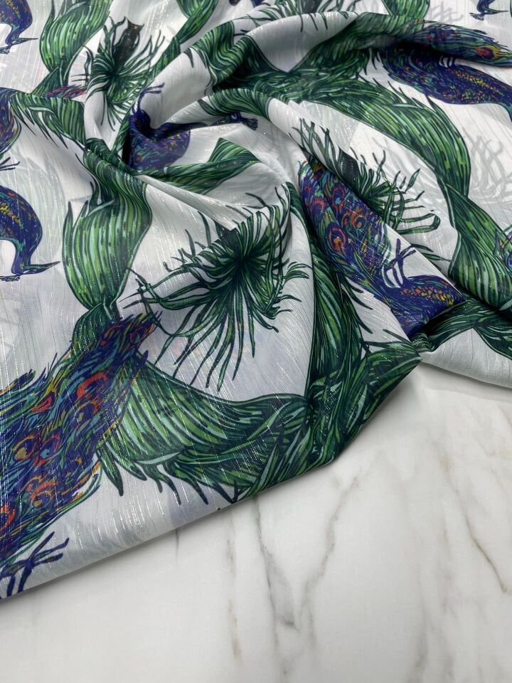 Desenli Simli Şifon Elbise Etek Gömlek Şal