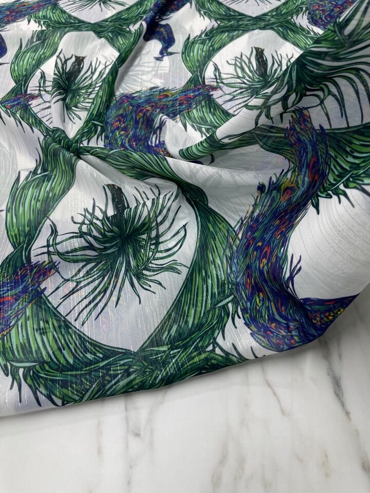 Desenli Simli Şifon Elbise Etek Gömlek Şal