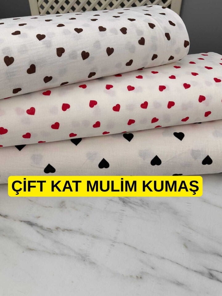 Kalp Desen Çift Katlı Muslim Kumaş Yumuşak dökümlu