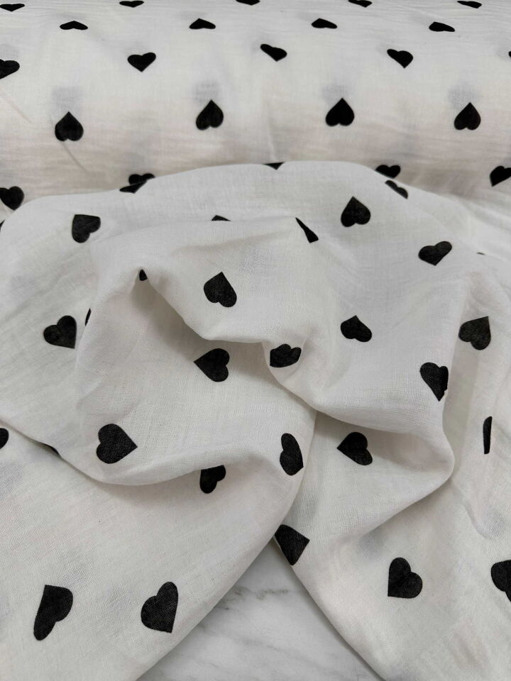 Kalp Desen Çift Katlı Muslim Kumaş Yumuşak dökümlu