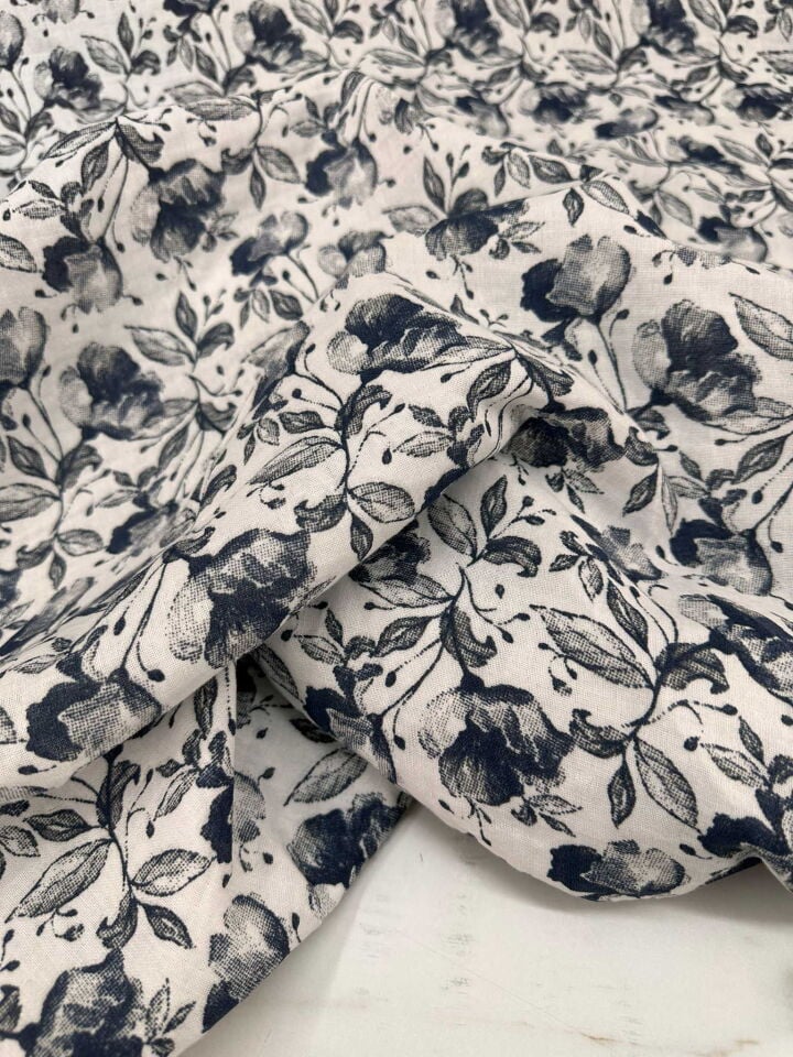 Çiçek Desen Çift Katlı Muslim Kumaş Yumusak Dökümlü