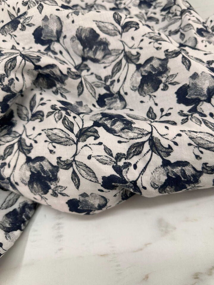 Çiçek Desen Çift Katlı Muslim Kumaş Yumusak Dökümlü