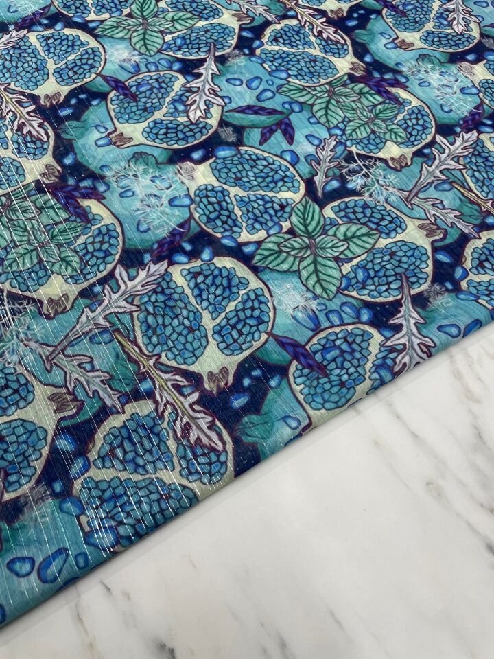 Desenli Simli Şifon Elbise Etek Gömlek Şalvar