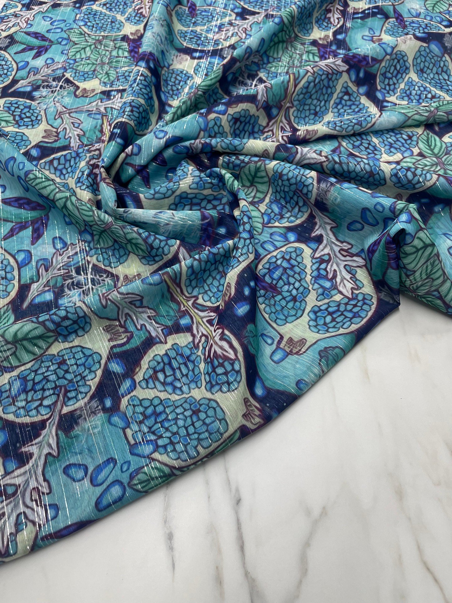 Desenli Simli Şifon Elbise Etek Gömlek Şalvar