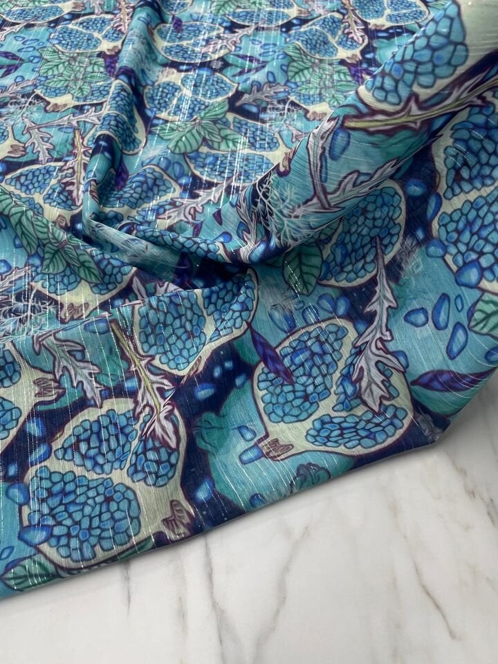 Desenli Simli Şifon Elbise Etek Gömlek Şalvar