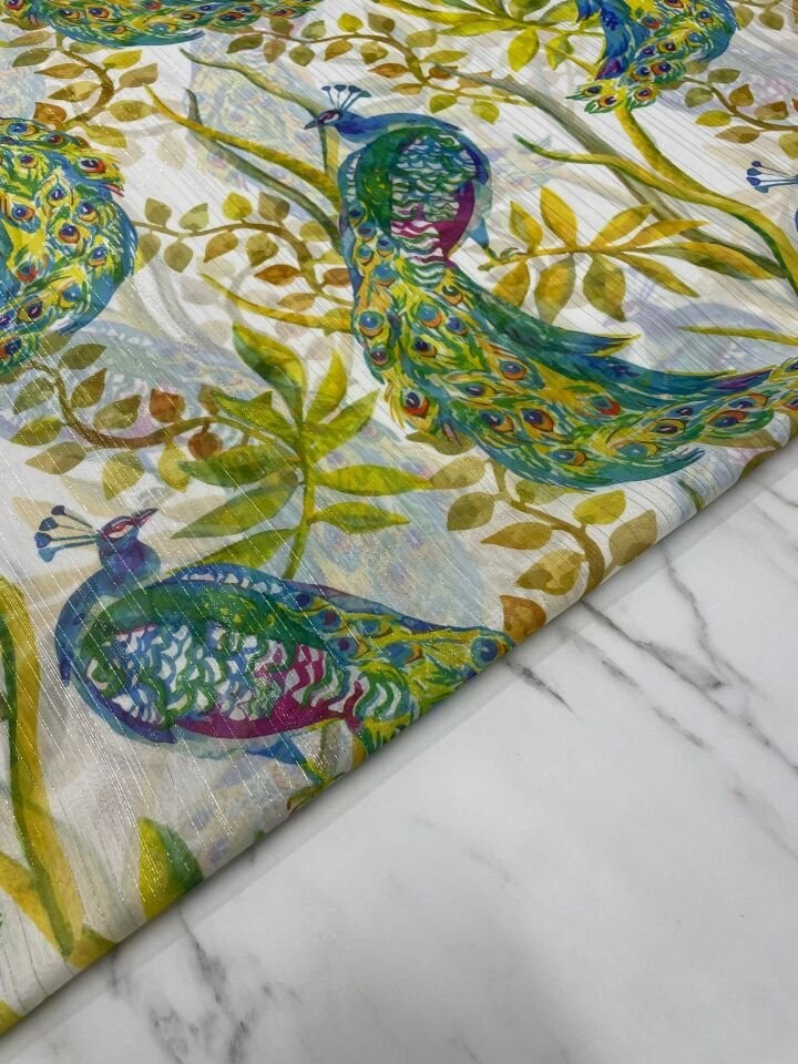 Desenli Simli Şifon Elbise Etek Gömlek Şalvar