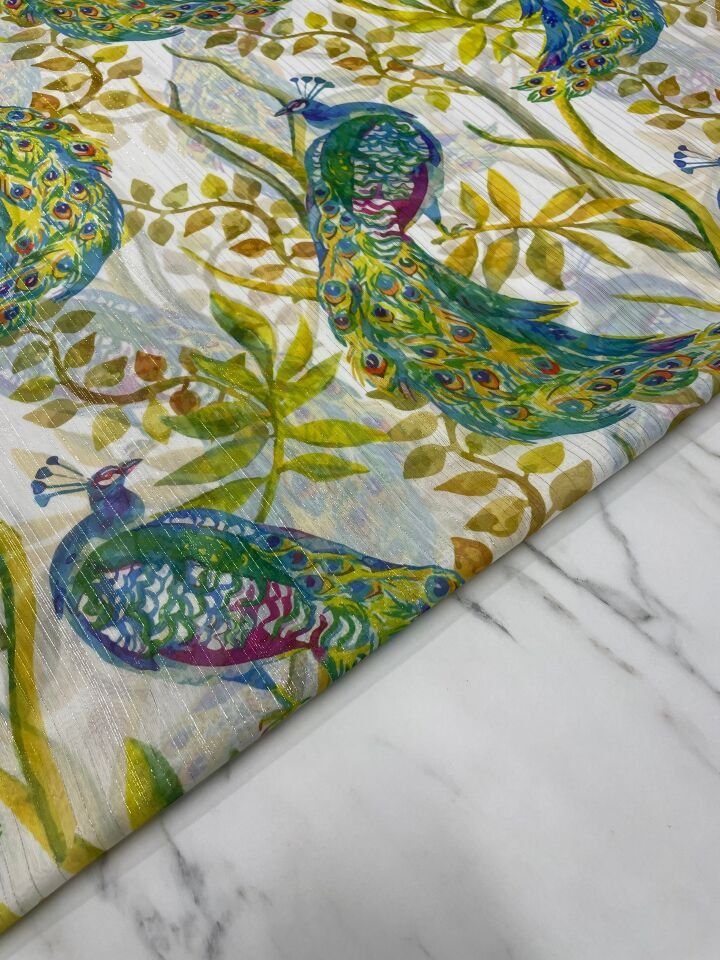 Desenli Simli Şifon Elbise Etek Gömlek Şalvar