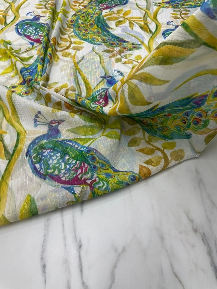 Desenli Simli Şifon Elbise Etek Gömlek Şalvar