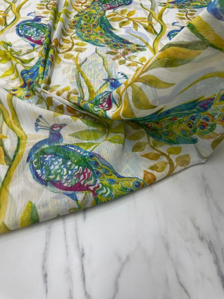 Desenli Simli Şifon Elbise Etek Gömlek Şalvar