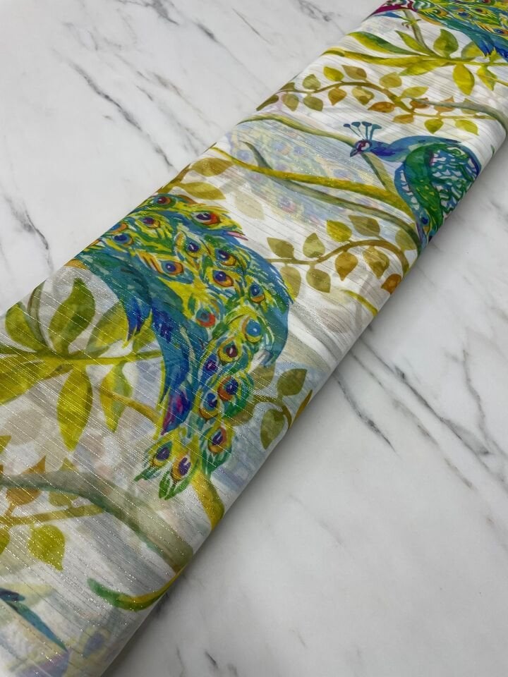 Desenli Simli Şifon Elbise Etek Gömlek Şalvar