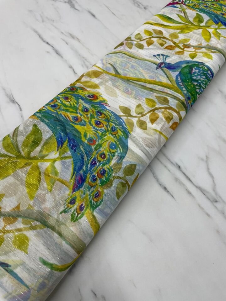 Desenli Simli Şifon Elbise Etek Gömlek Şalvar