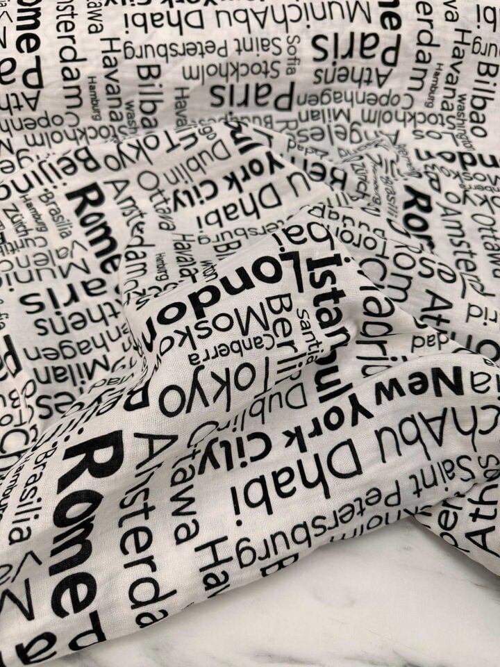 Yazı Desen Çift Katlı Muslim Kumaş Yumuşak Dökümlü